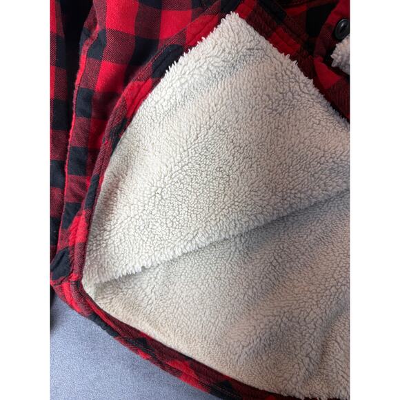 Boston Traders Flannel Sherpa Lined Hooded Red/Black Mens LG - Picture 6 of 9